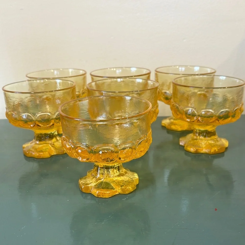 Vintage Franciscan Madeira ‘Cornsilk Yellow’ Desert Glasses - Set of 7